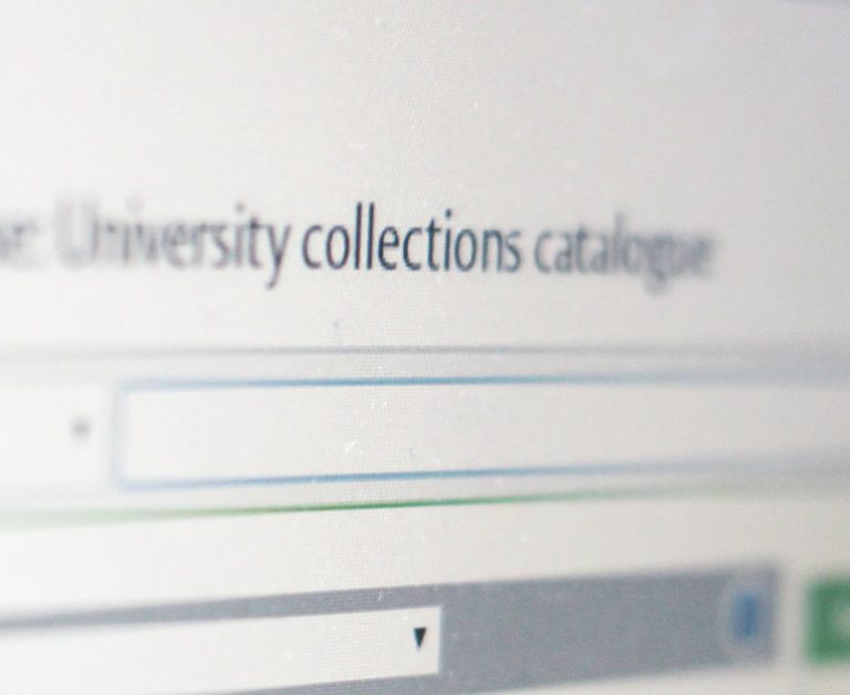 Closeup of the University Collections Catalogue webpage