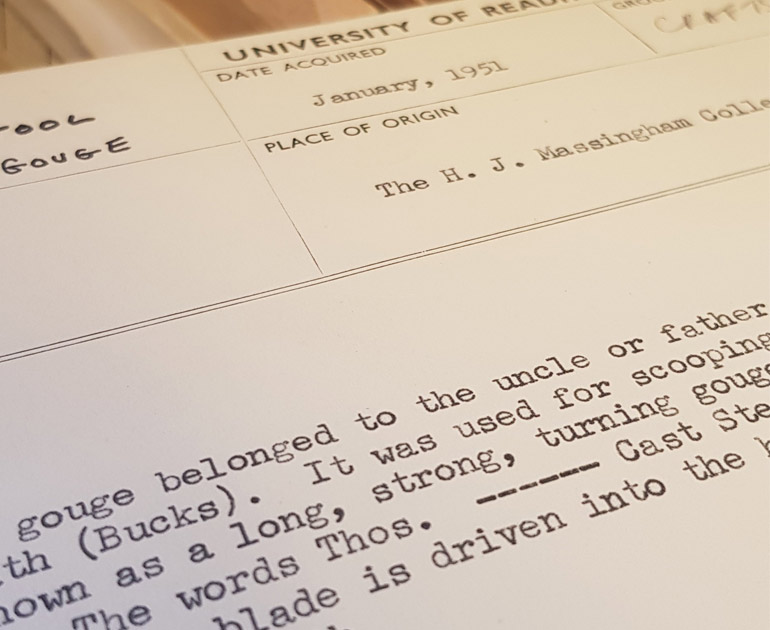 Closeup on an object index card