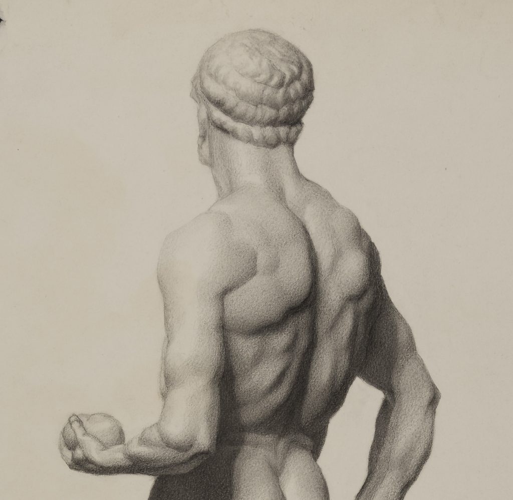 Study of Heracles, viewed from behind, by Minnie Jane Hardman