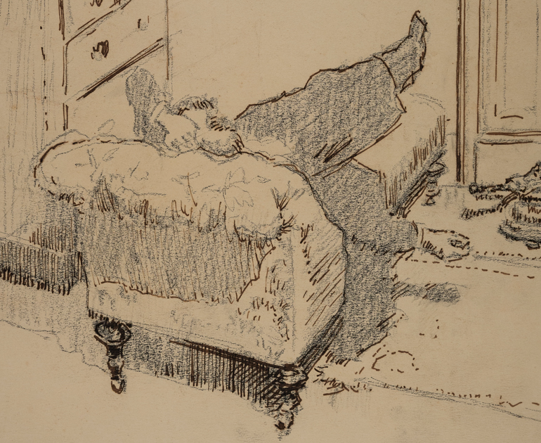 Closeup of Woman Lying on a Couch (Study for Ennui) by Walter Sickert