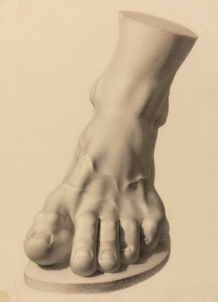 Study of a plaster cast of a foot by Minnie Jane Hardman