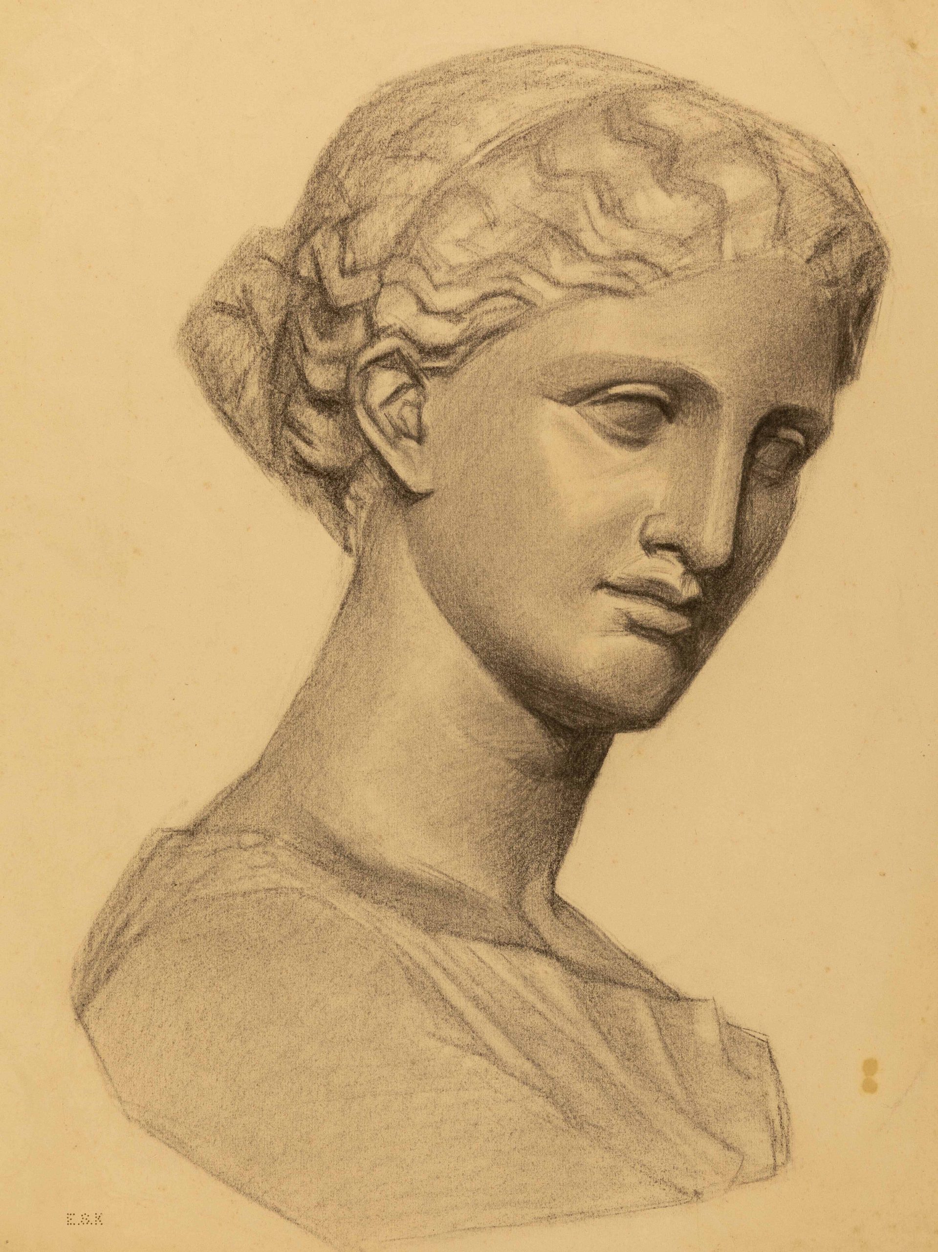 Study of a bust of a classical goddess, probably Aphrodite