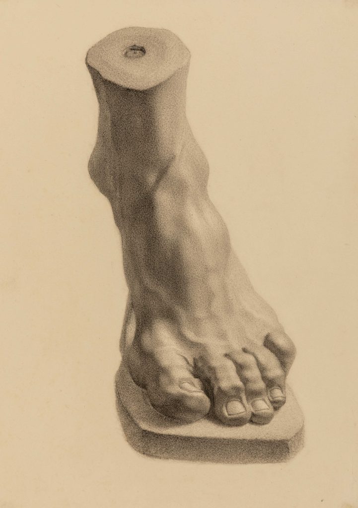 Study of a plaster cast of a foot by Minnie Jane Hardman