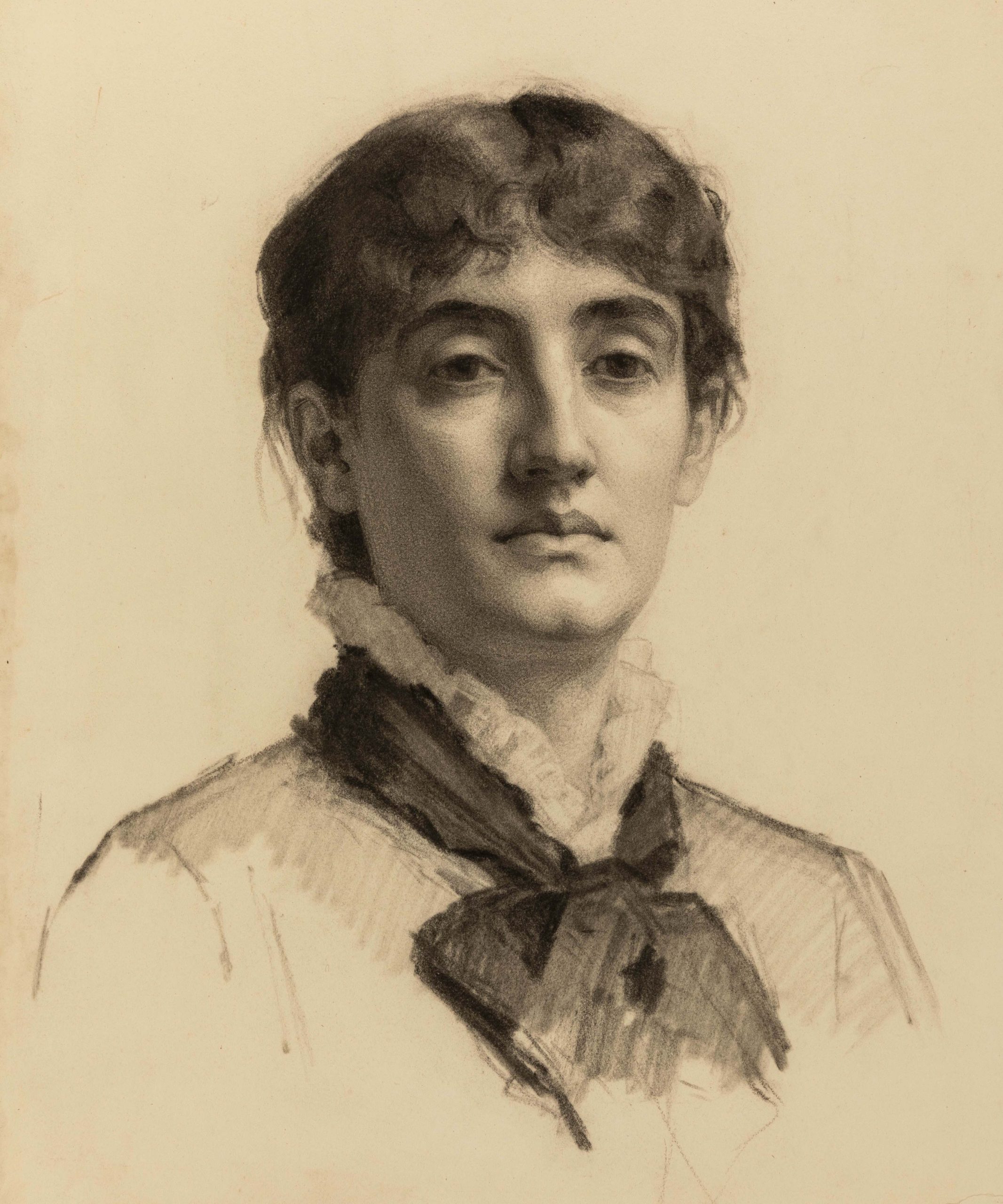 Bust-length portrait of a woman, facing front 