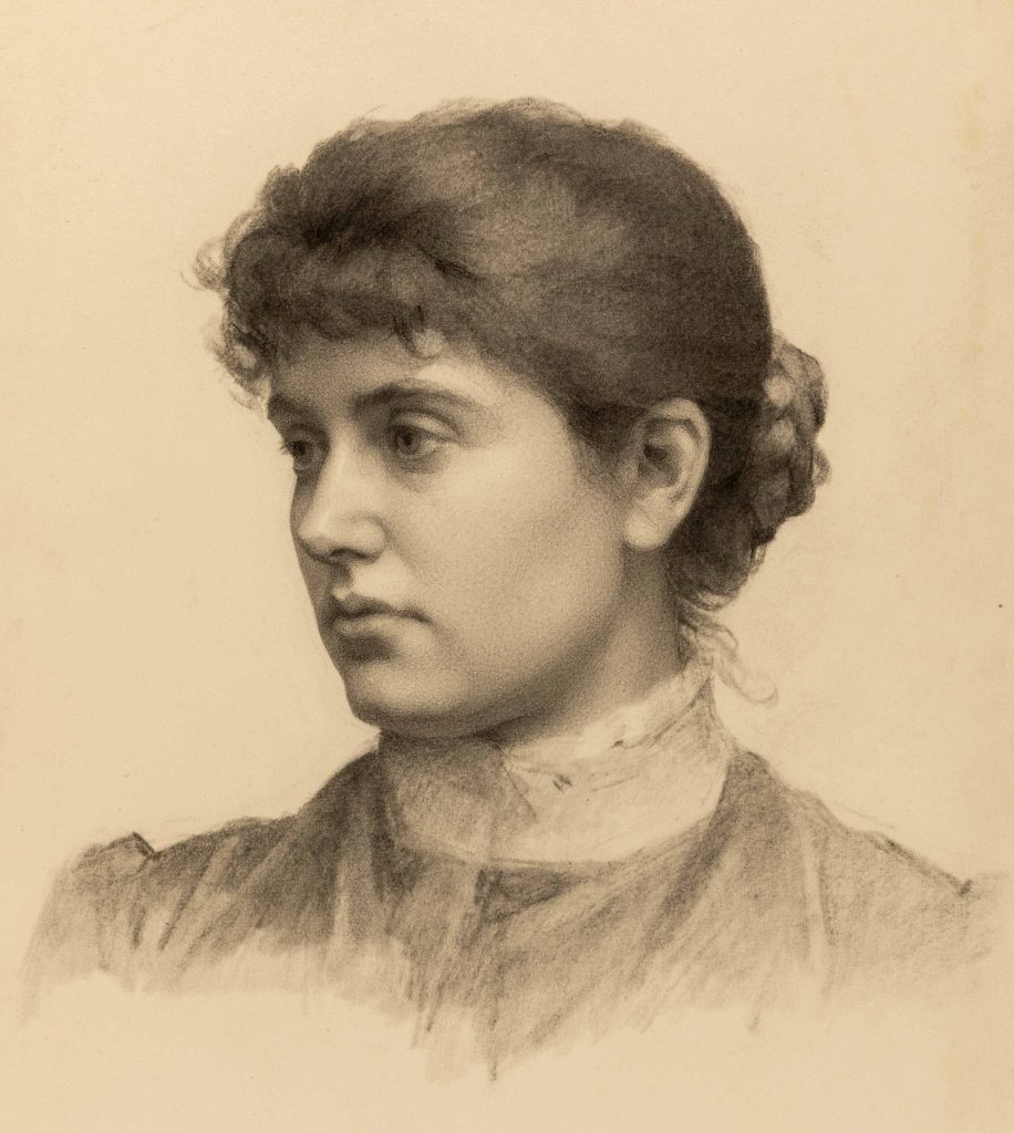 Bust-length portrait of a woman by Minnie Jane Hardman