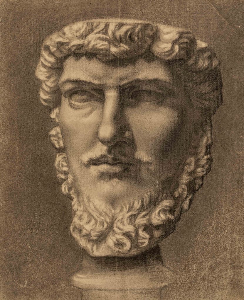 Study of a classical bust, probably depicting Lucius Verus, by Minnie Jane Hardman