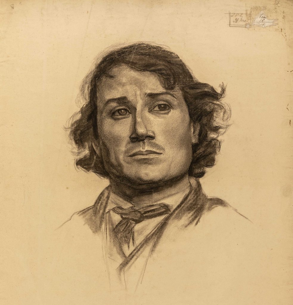 Portrait head of a man by Minnie Jane Hardman
