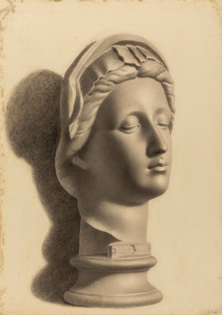 Study of the head of a classical goddess by Minnie Jane Hardman