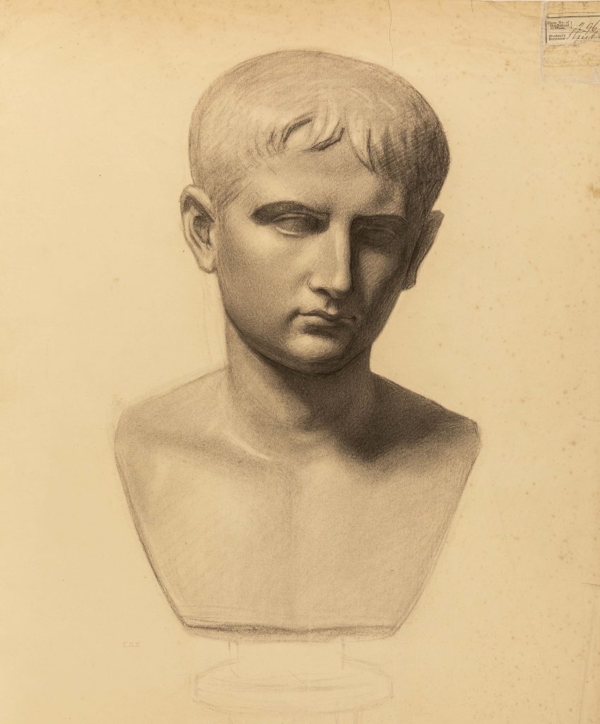 Study of a bust of Augustus by Minnie Jane Hardman
