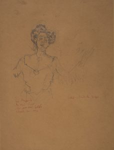 Half portrait of a woman singing with outstretched arms