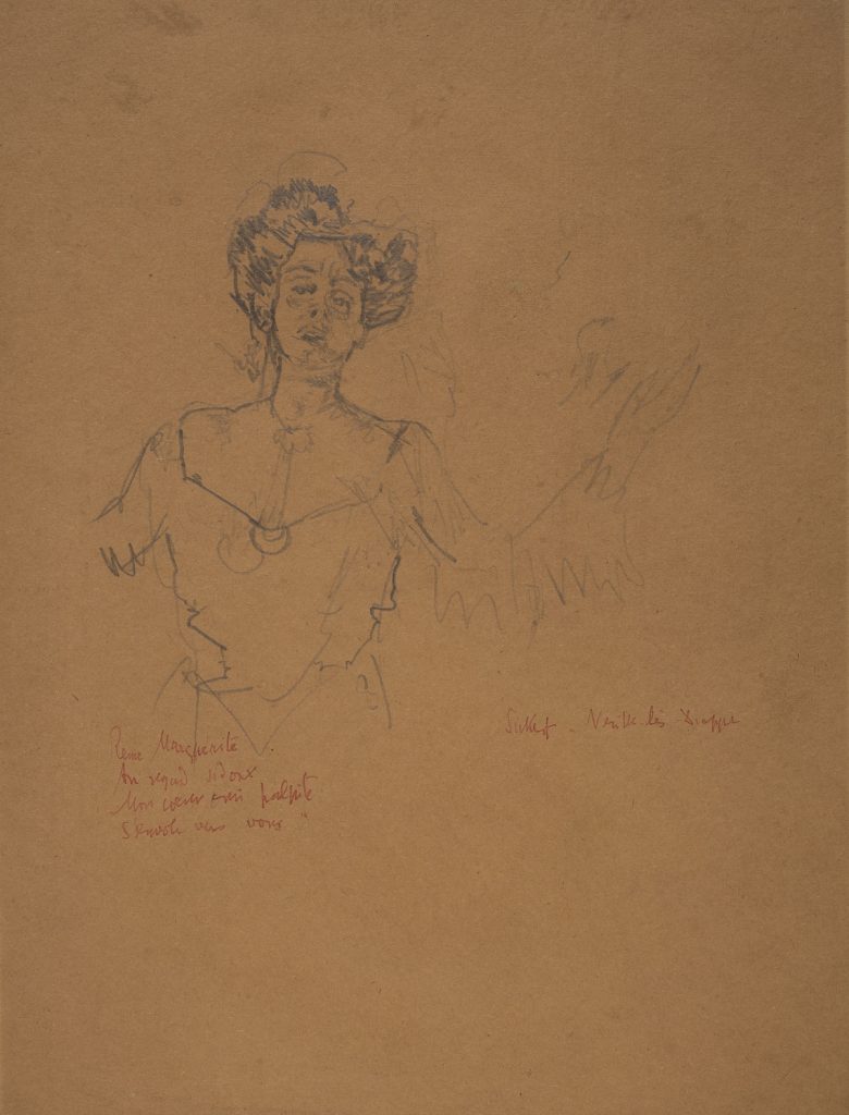 Half portrait of a woman singing with outstretched arms