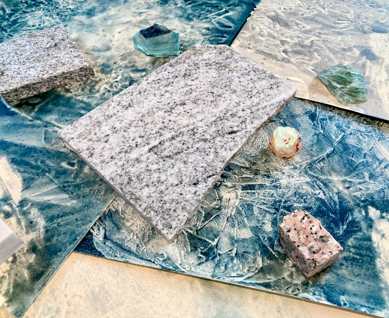 Details of different materials planned for use in Floating Garden sculpture