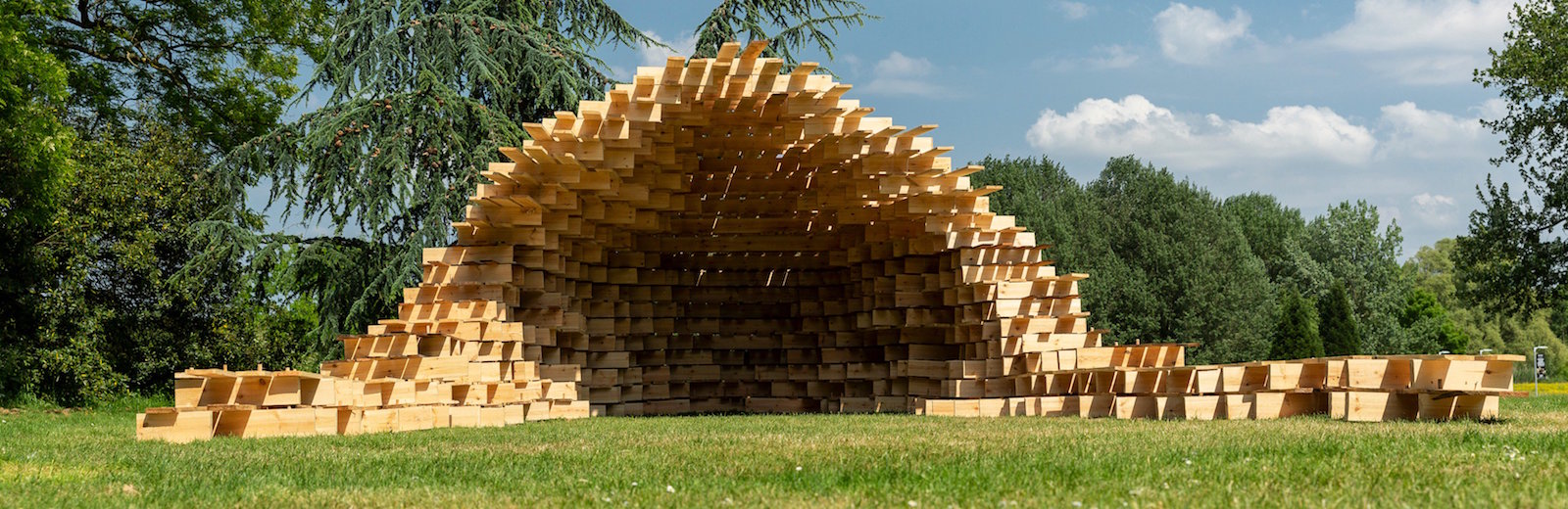 Wooden structure made for the Lunchtime Encounters sessions. The structure has a rounded roof