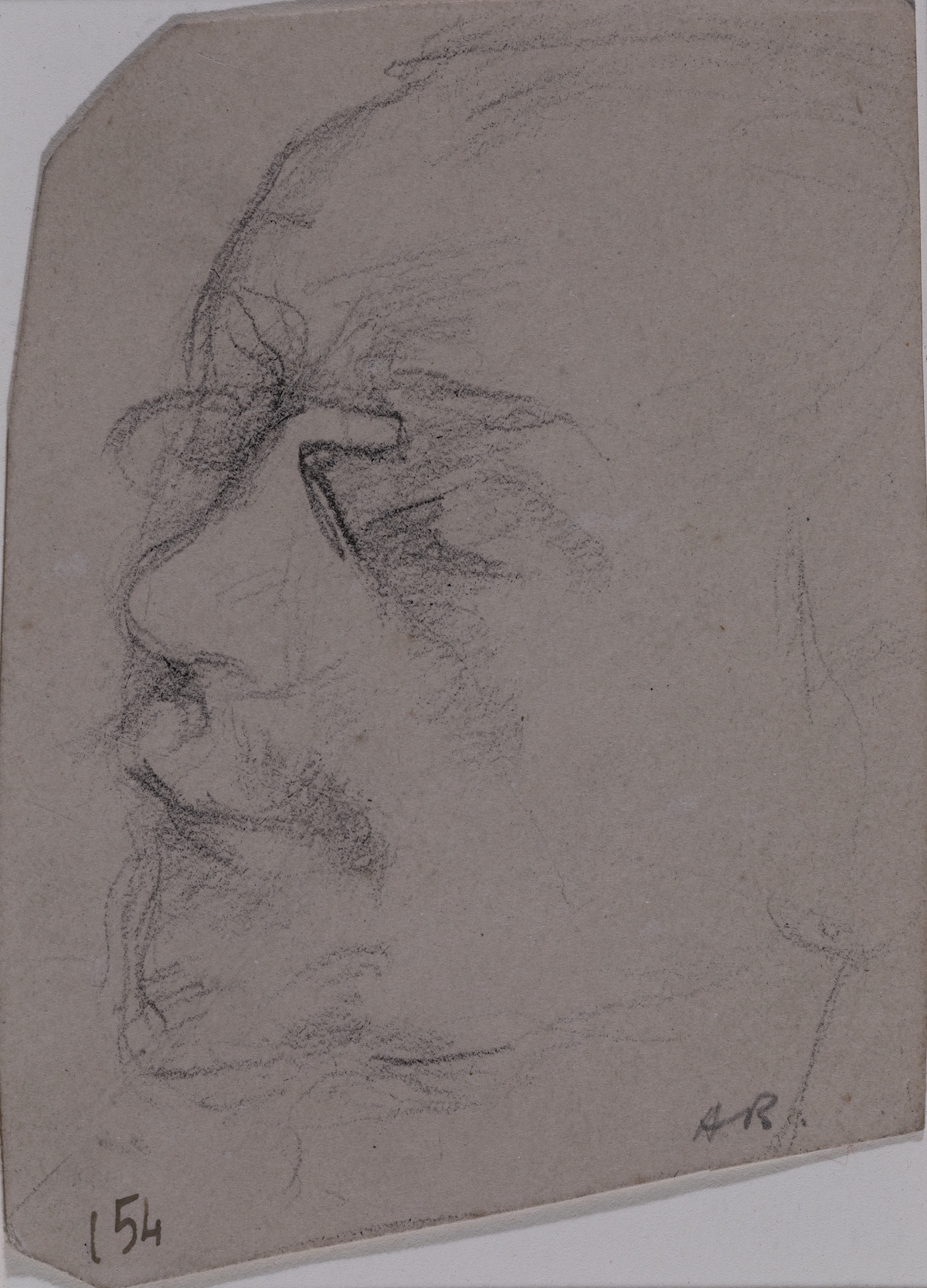 Portrait of the head of Henri de Toulouse-Lautrec wearing glasses