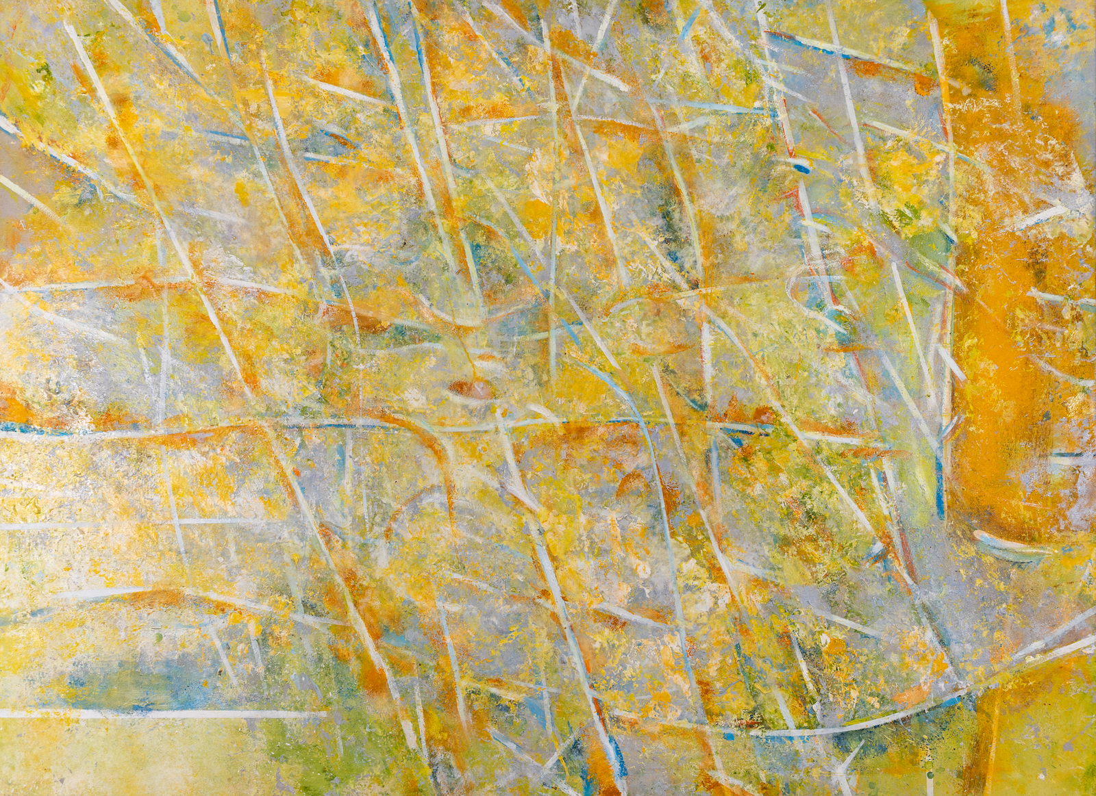 L.1 (Mirage) by John Golding. Abstract painting in shades of yellow and blue.