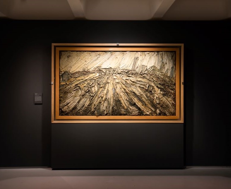 Painting of Willesden Junction by Leon Kossoff on display in the Barbican Centre