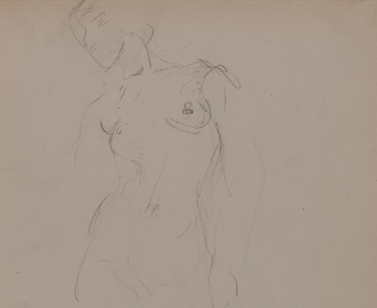 Sketchy study of a standing female nude