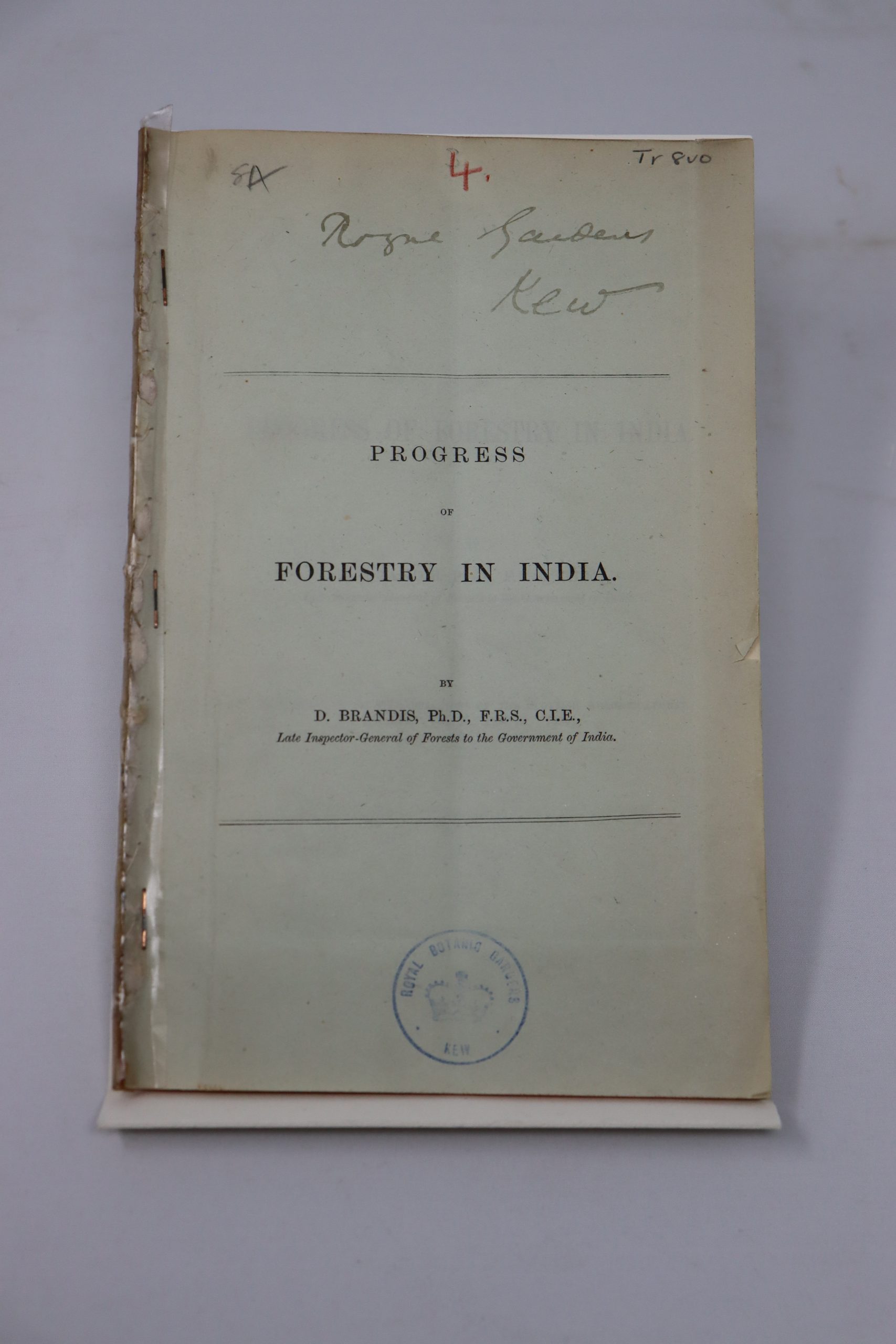 12. Progress of Forestry in India by Dietrich Brandis, 1884