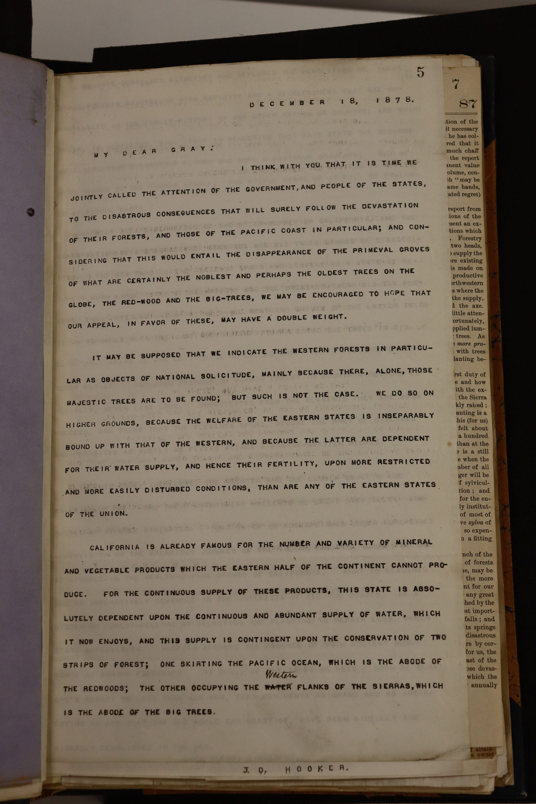 5. Letter from Joseph Hooker to Asa Gray, 18 December 1878