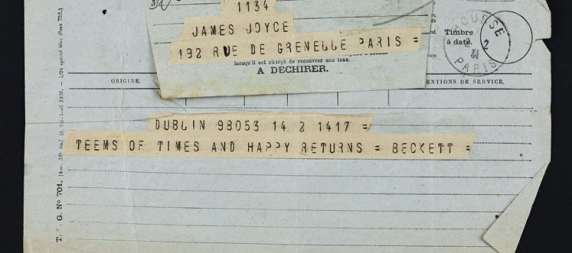 Birthday greetings telegram from Samuel Beckett to James Joyce, 2 February 1931, reproduced by kind permission of the Beckett Estate