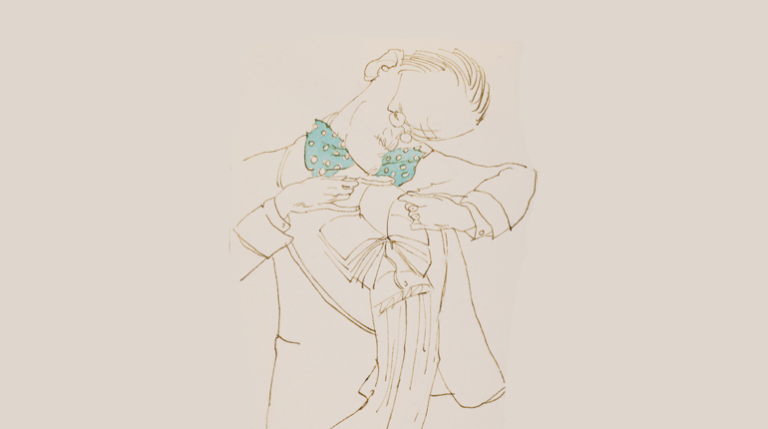 A cartoon illustration of James Joyce