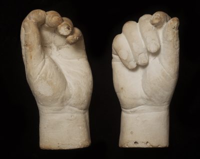 These are plaster casts of Joseph Arch's hands. Arch was the president of the National Agricultural Labourers Union (1872-1892), the first successful union to be established. Nothing is known about the casting process.