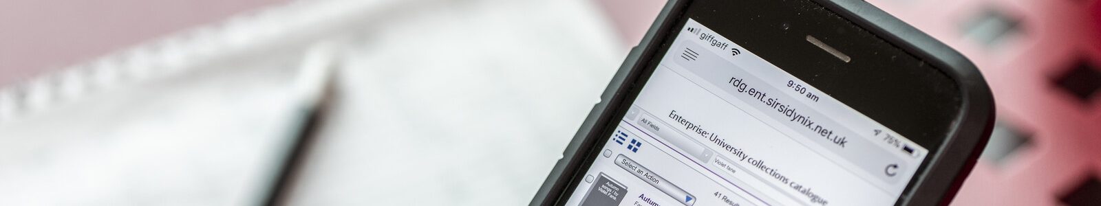 Image shows mobile phone screen open to the online catalogue